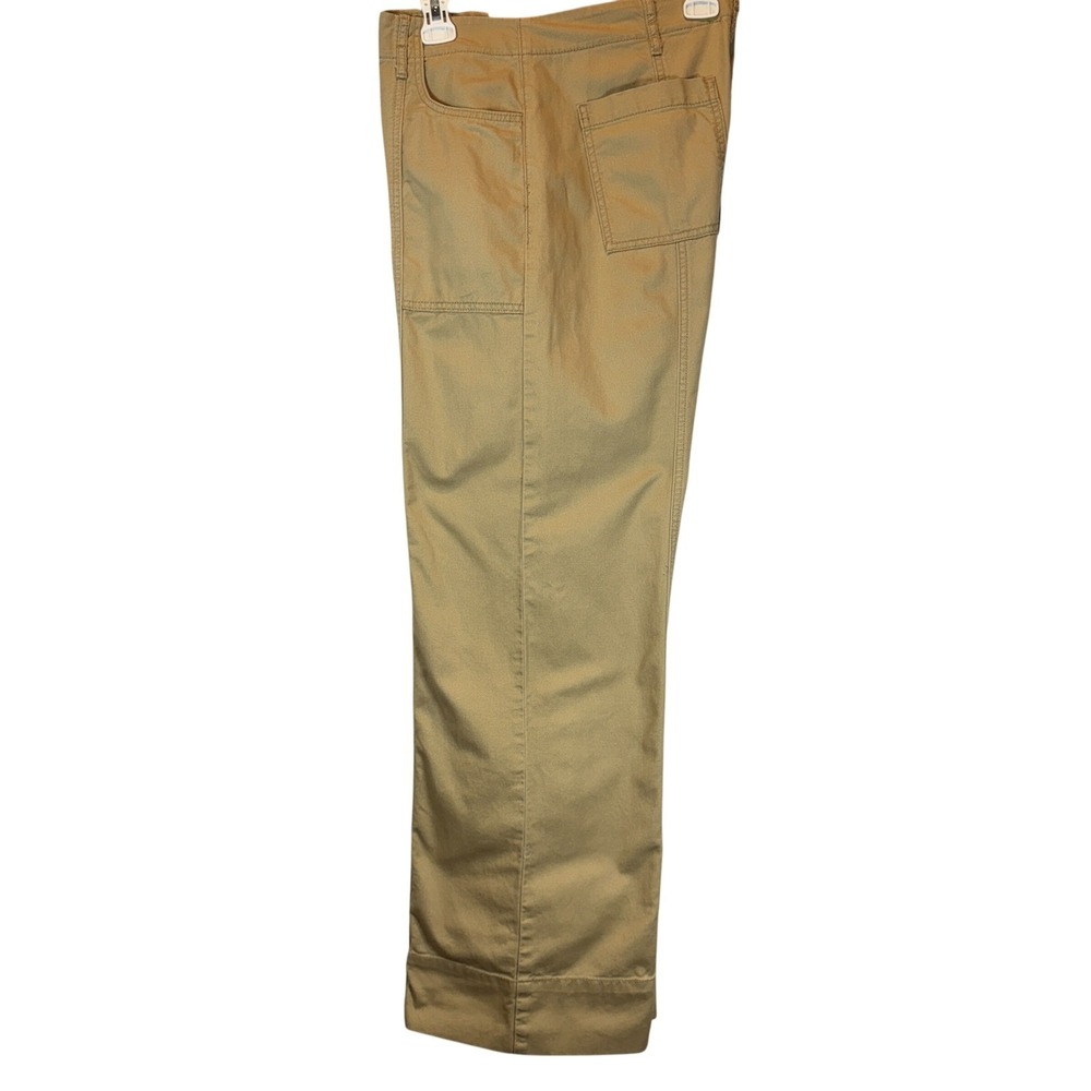 NWOT LOFT Utility Wide Leg Cotton Twill Pants Women's 10 Tan Relaxed Fit